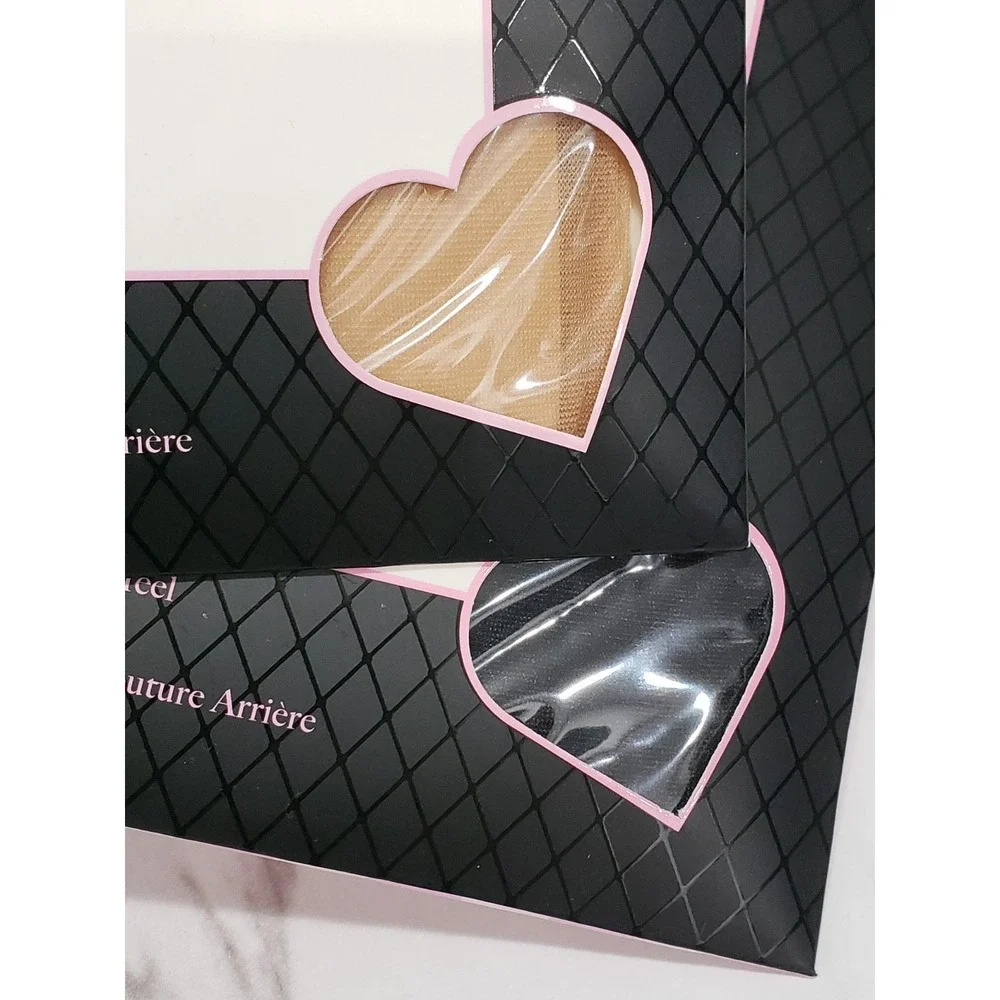LOT 2 NEW Leg Avenue Backseam Stockings Cuban Heel One Sz 90-160lbs black beige